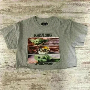 Star Wars t-shirt women’s cropped gray‎ shirt size Lg